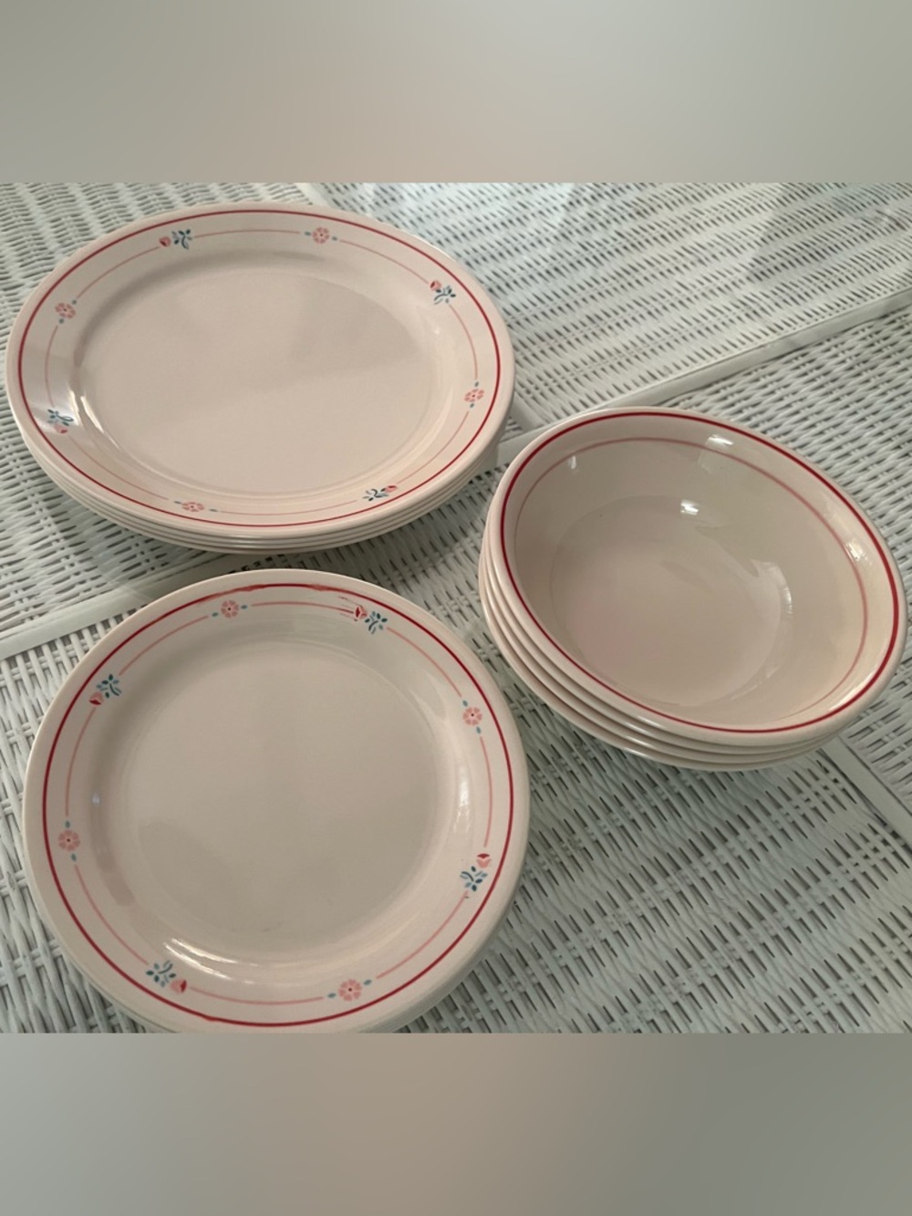 Corelle vintage Cherry Blossom Ceramic Dinnerware Set of 12